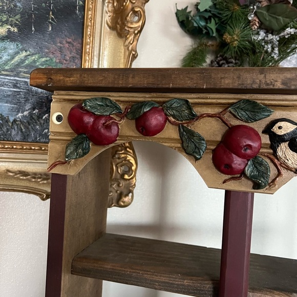 Rare Vintage 1989 Hand Carved Solid
Wood Apple Shelf - Picture 5 of 8